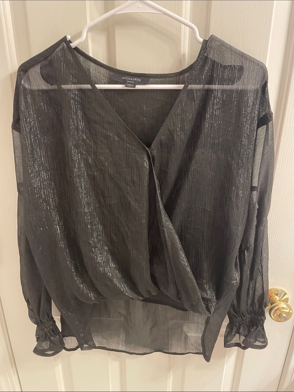 All Saints Hattie Stripe Black Shimmery Blouse